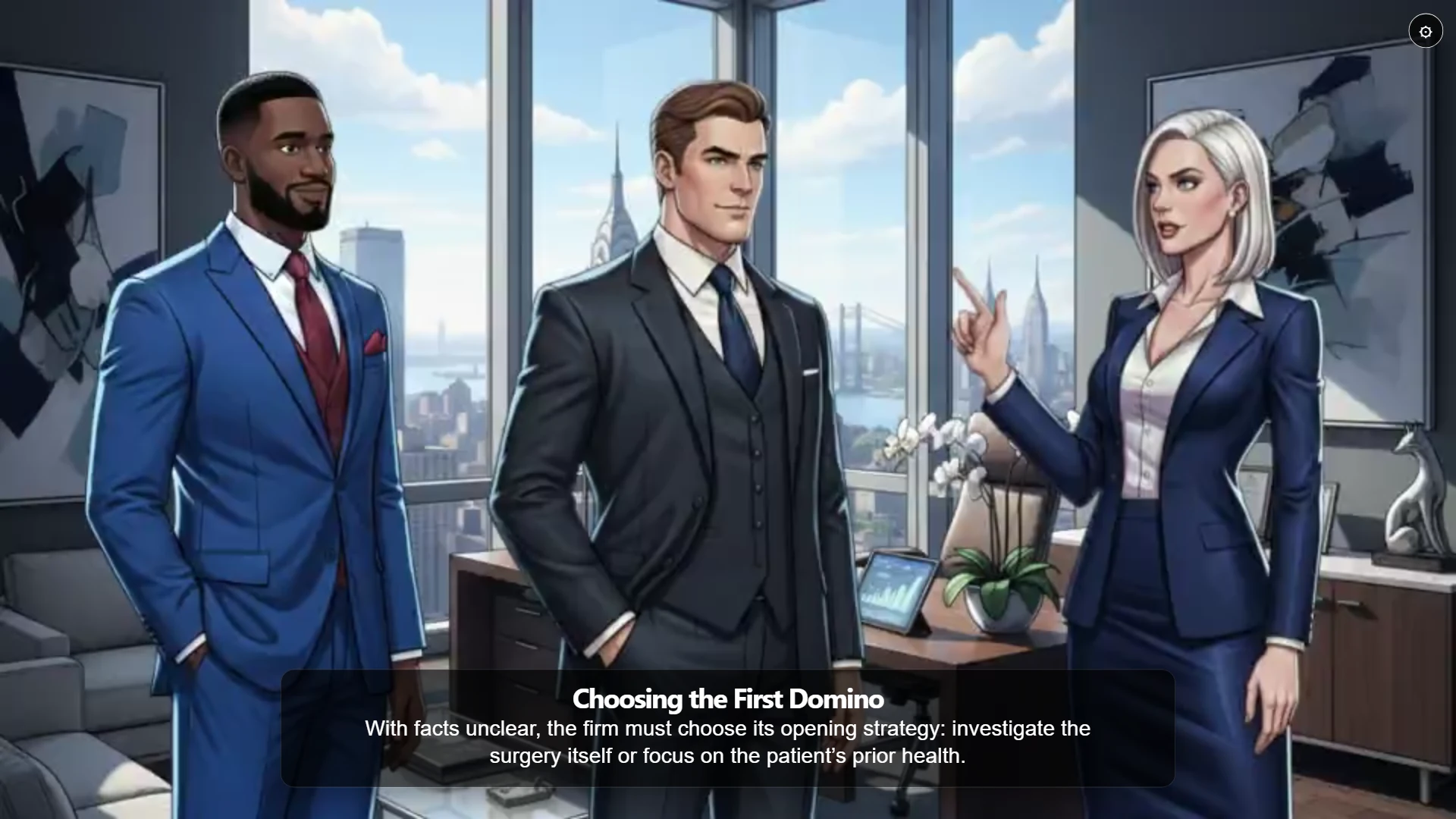 A Chronicles Briefs story scene playing on the shared host screen